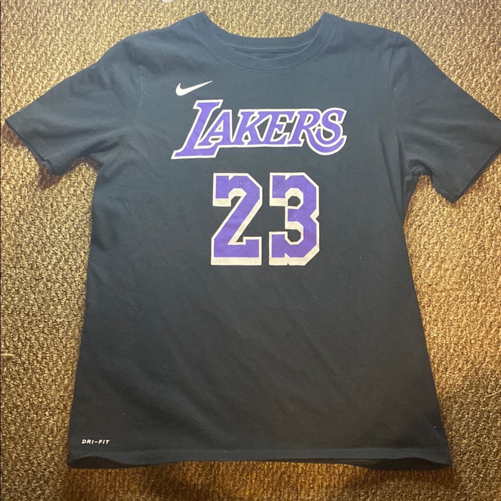 Nike Black T-Shirt with Purple Lakers Design